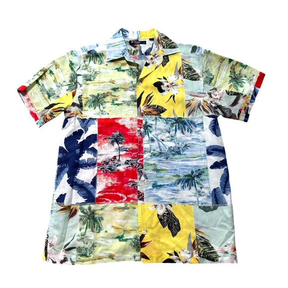 Daniel Cremieux Hawaiian Shirt Mens Medium Short Sleeve Button - Picture 8 of 8